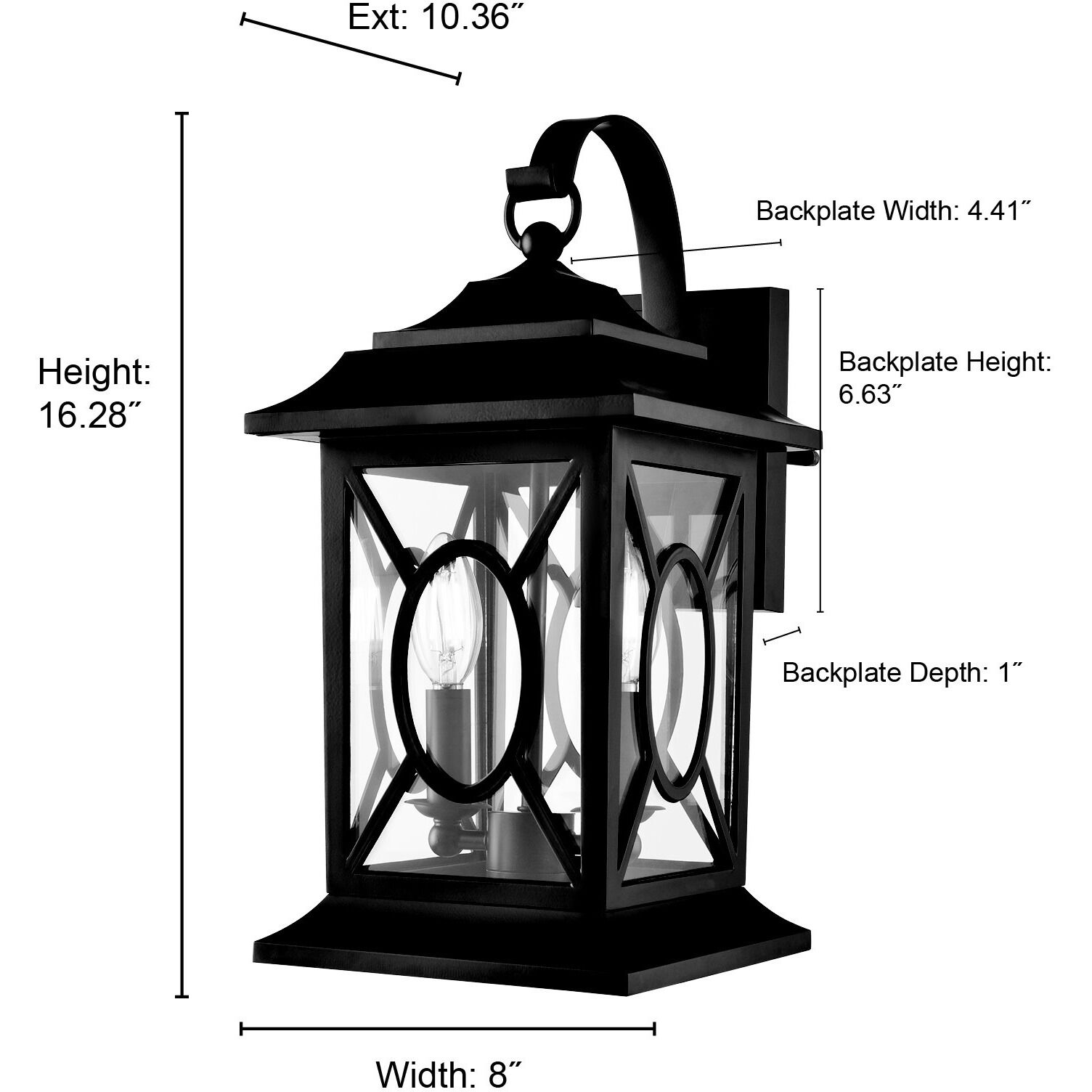 Allbert 2 Light 16.25 inch Powder Coated Black Outdoor Wall Sconce